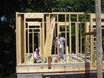 Doug Middaugh, Wayne Catoe, Richard Hallier installing inside walls, Aug 23, 2008