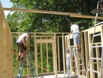 Doug Middaugh, Wayne Catoe, Richard Hallier installing inside walls, Aug 23, 2008