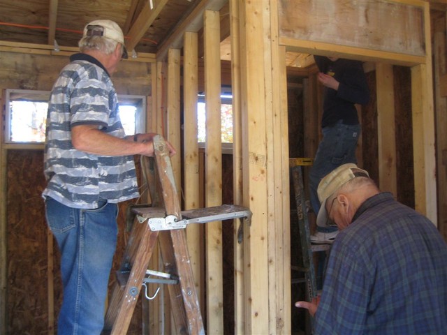 Nov 1, working on door installation, siding, soffits, siding on south side, etc