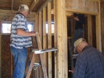 Nov 1, working on door installation, siding, soffits, siding on south side, etc