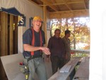 Nov 1, working on door installation, siding, soffits, siding on south side, etc