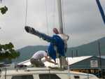 getting ready to lower mast