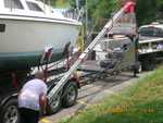 getting ready to lower mast, extending boom