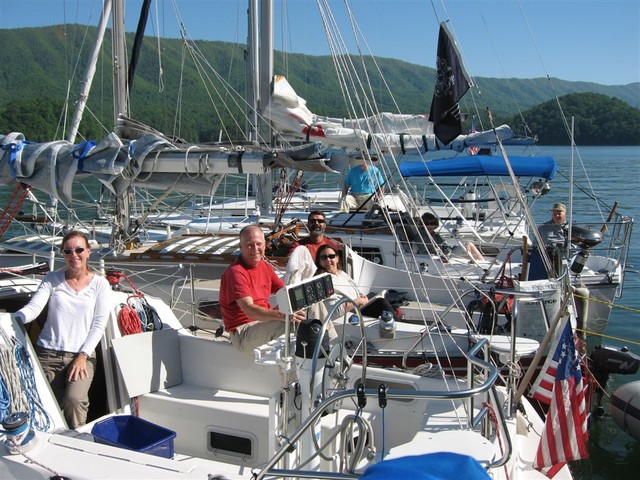 Overnight raft-ups around Watauga Lake
