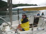 Adair staying dry..