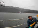 Clarke studying sail trim, picture from M. Galloway