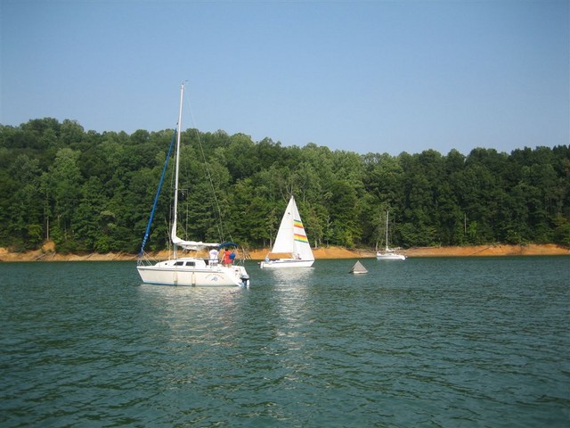 Starting line behind markers in Lakeshore Harbor