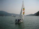 Starting line behind markers in Lakeshore Harbor