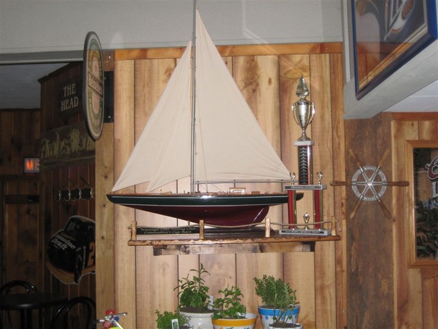 Commodore's Cup and Boat Trophy, Displayed in Bar of Captain's Table, Lakeshore Resort
